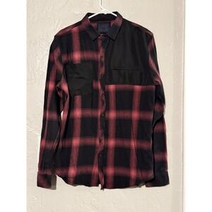 NOMAD Plaid Flannel Button Down Shirt Men's Size Large Red & Black